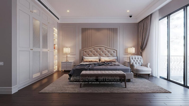 Mẫu thiết kế nội thất phòng ngủ biệt thự sang trọng cao cấp theo phong cách tân cổ điển Thiết kế phòng ngủ