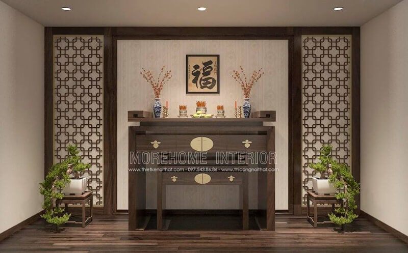 Bố trí nội thất phòng thờ đẹp, sang trọng tại Gamuda.