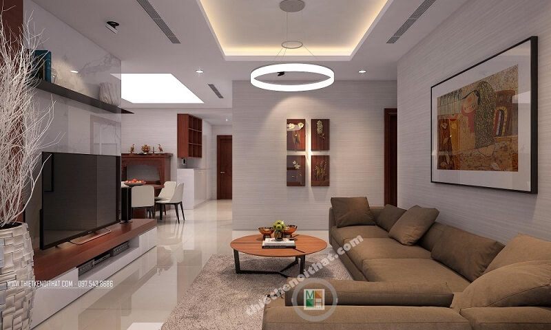 Mẫu thiết kế sofa góc vải đẹp cho phòng khách có có diện tích hạn chế, mang đến cảm giác gần gũi cho gia chủ