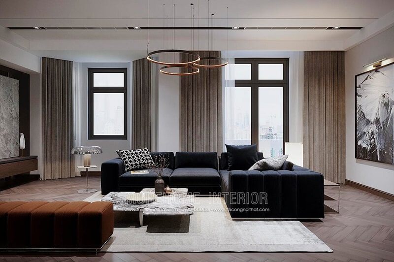 Mẫu bàn trà mặt đá nhân tạo với kiếu dáng độc đáo ấn tượng mang đến sự mới lạ cho không gian phòng khách.